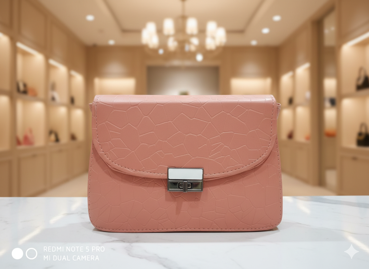 Blush Textured Flap Clutch