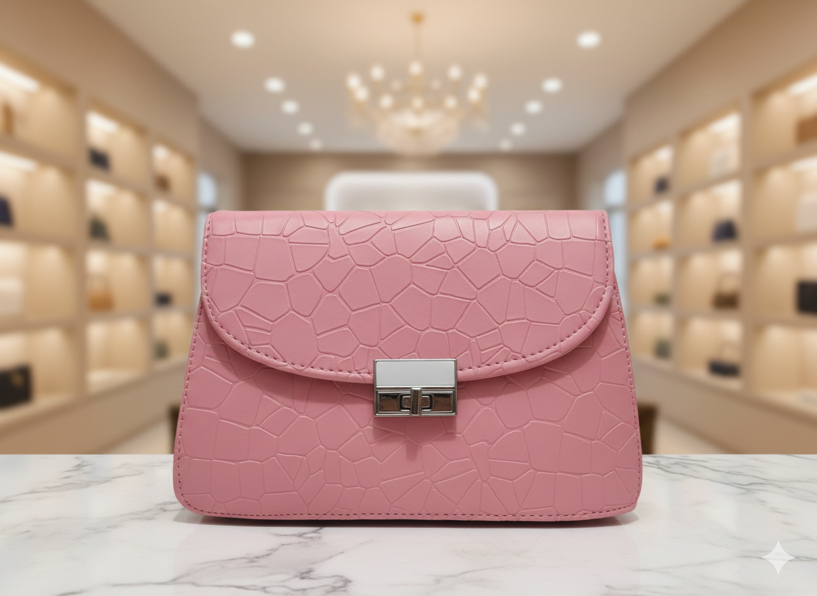 Blush Textured Flap Clutch