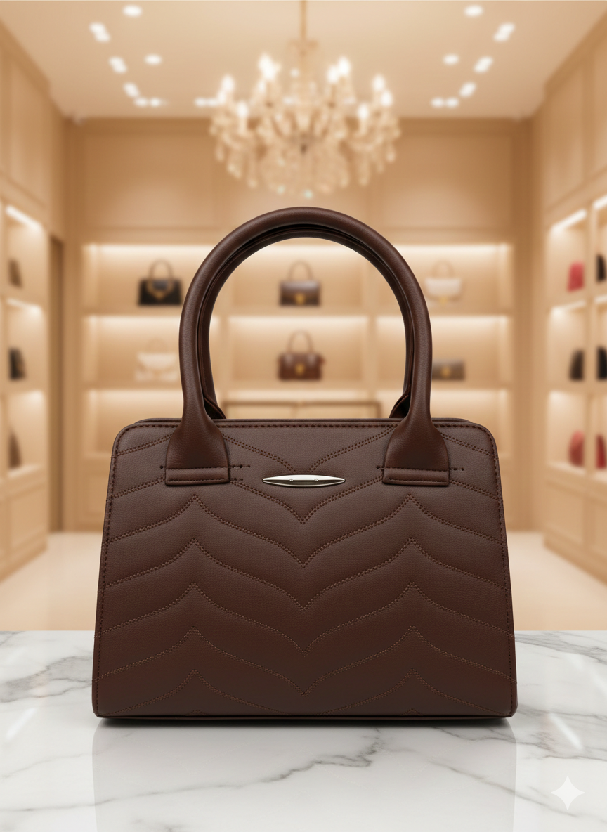 Blush Chevron Top Handle Handbag